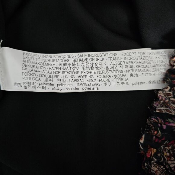 ZARA New Paisley Floral Print Metallic Boho Tiered Full Black Midi Skirt - Picture 10 of 13